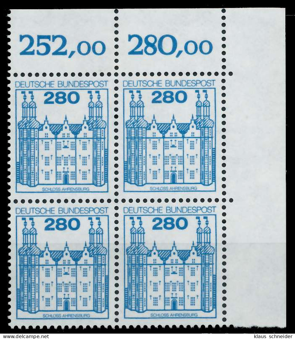 BRD DS BURGEN U. SCHLÖSSER Nr 1142 Postfrisch VIERERBLO X92B962 - Unused Stamps