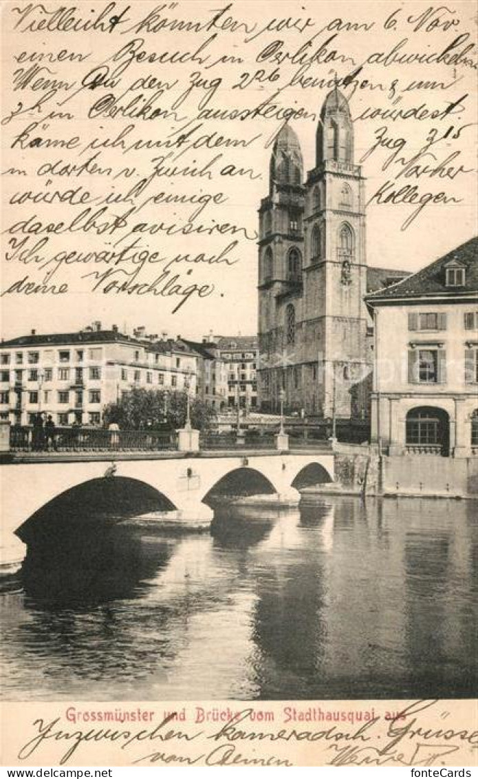 13306871 Zuerich ZH Grossmuenster Und Bruecke Vom Stadthausquai Gesehen Zuerich  - Otros & Sin Clasificación