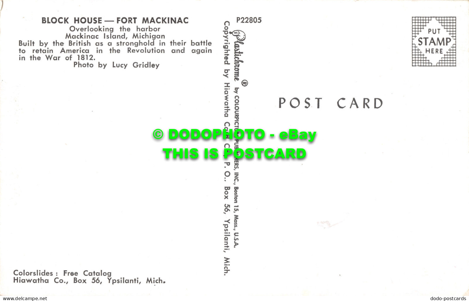 R522390 Fort Mackinac. Block House. Hiawatha Co. Plastichrome. Lucy Gridley - Monde