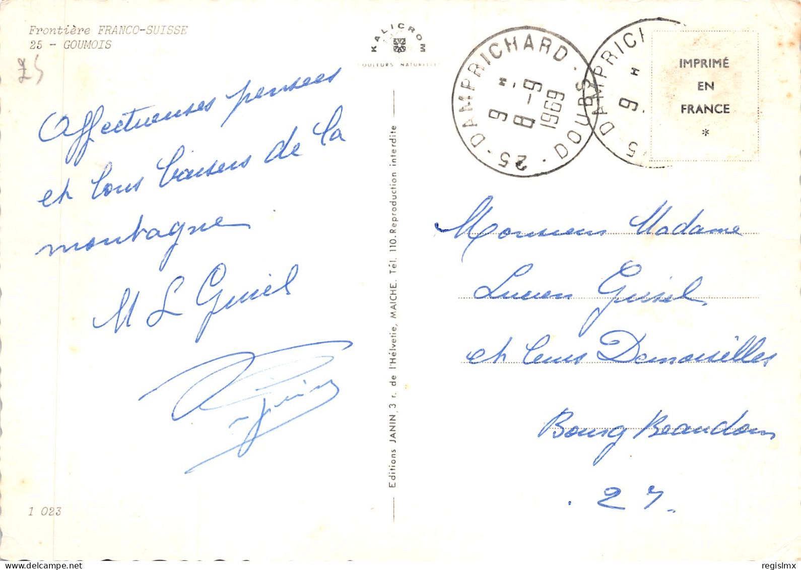 25-GOUMOIS-N°527-C/0191 - Other & Unclassified