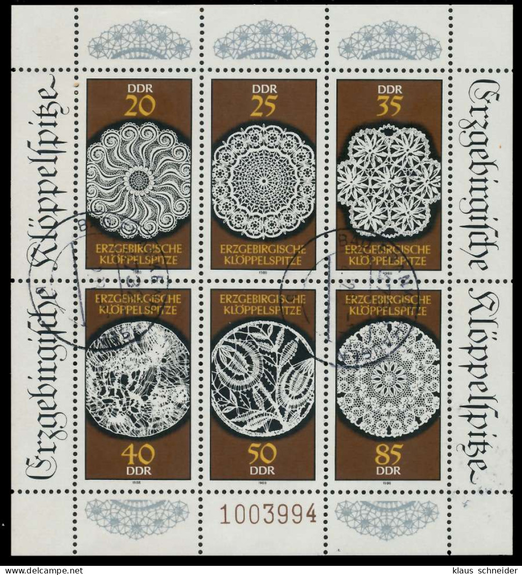 DDR BLOCK KLEINBOGEN Nr 3215-3220 Zentrisch Gestempelt KLEIN X0B4F9A - Sonstige & Ohne Zuordnung