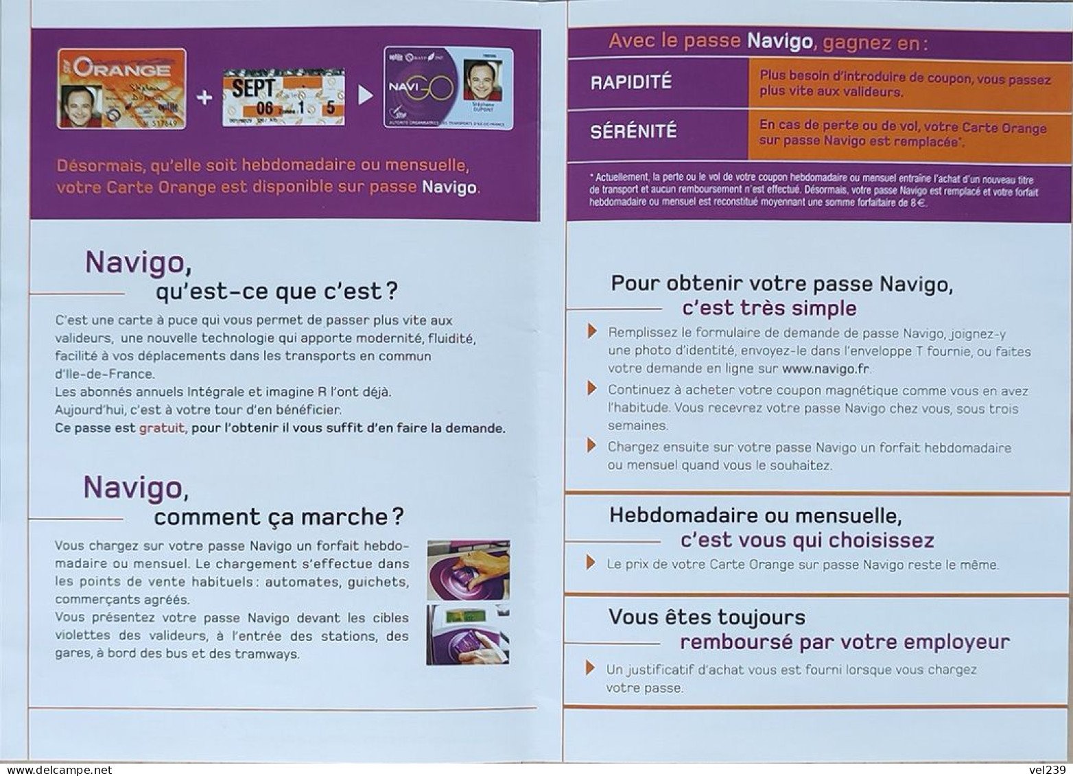 France. Formulaire Demande Echange Carte Orange Pour Navigo + Envelope - Sin Clasificación