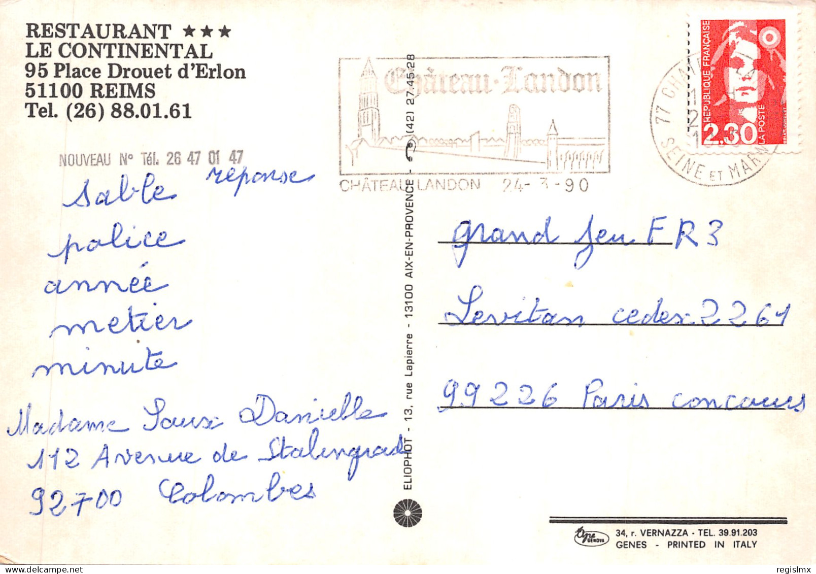 51-REIMS-RESTAURANT LE CONTINENTAL-N°530-C/0199 - Reims