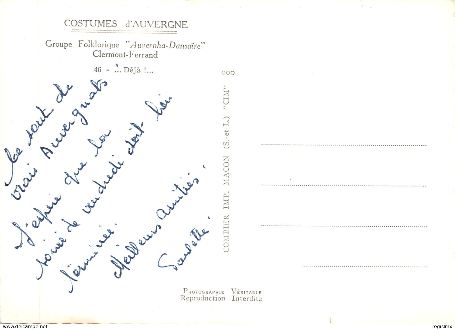 63-FOLKLORE D AUVERGNE-COSTUMES-N°532-C/0369 - Other & Unclassified
