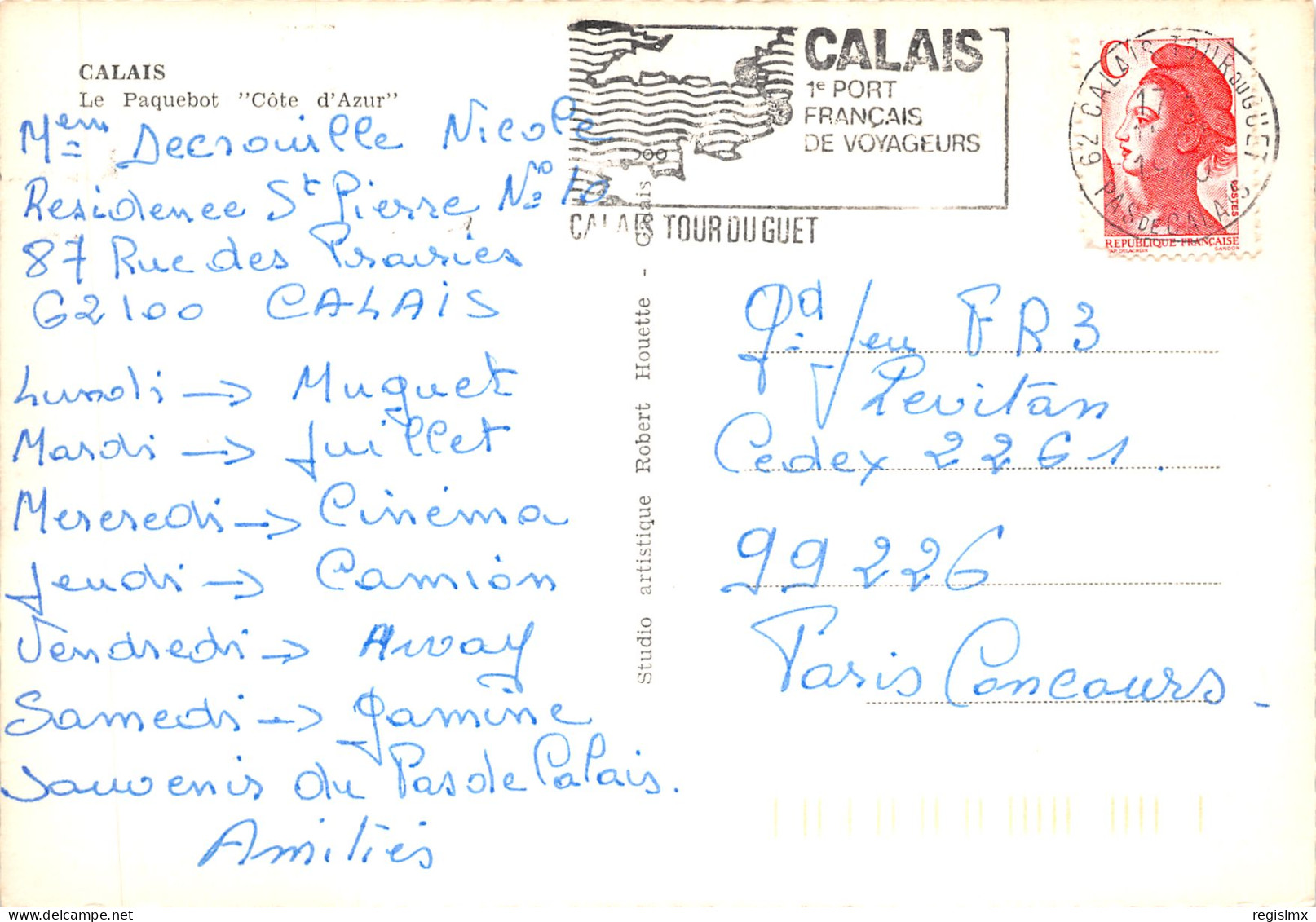 62-CALAIS-PAQUEBOT COTE D AZUR-N°532-C/0115 - Calais