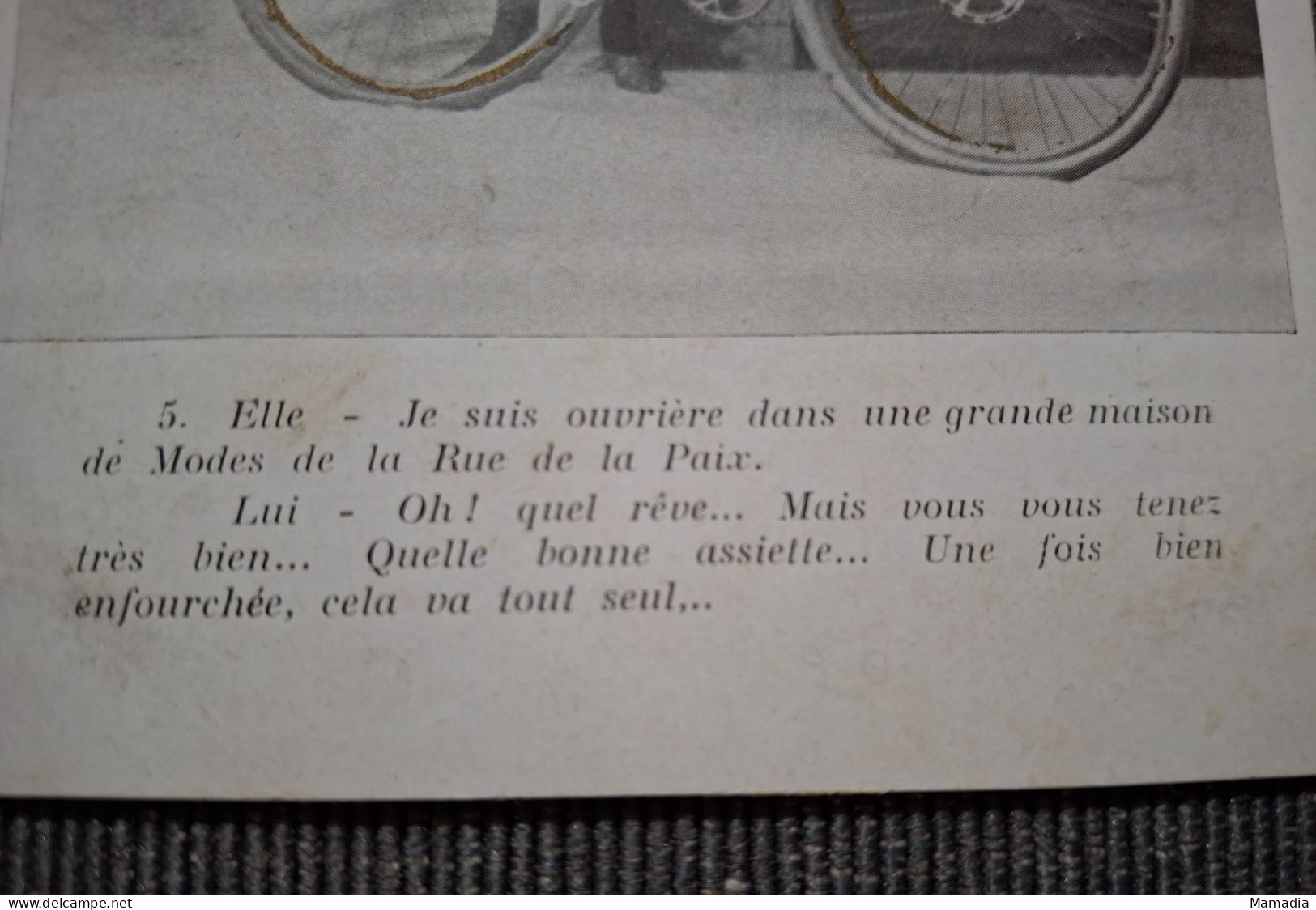 CARTE POSTALE ANCIENNE CYCLE VELO SERIE "MADEMOISELLE ECOUTEZ-MOI DONC" N°5 / 6 - Coppie