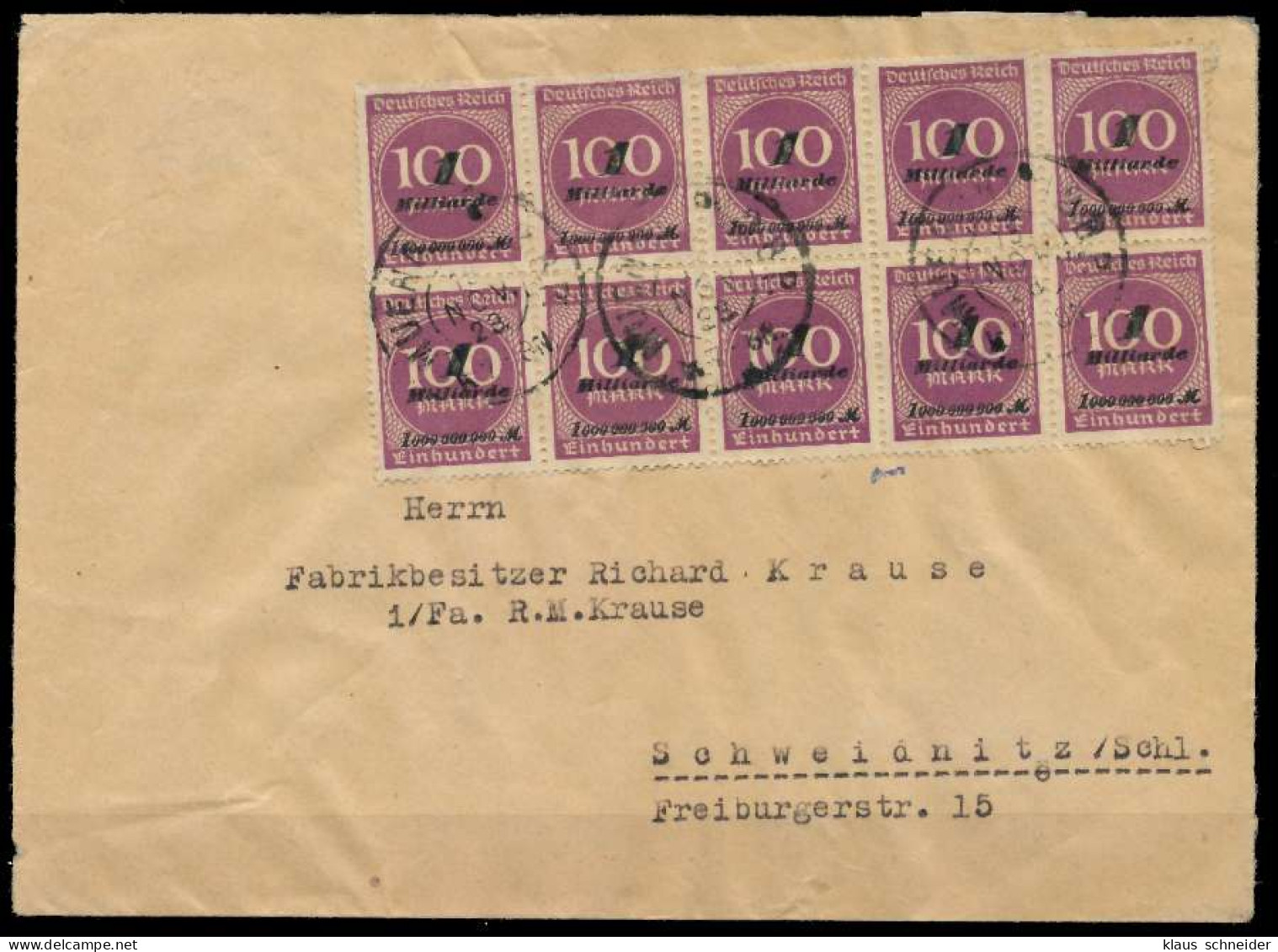 DEUTSCHES REICH 1923 INFLA Nr 331b BRIEF MEF Ge X28E29A - Covers & Documents