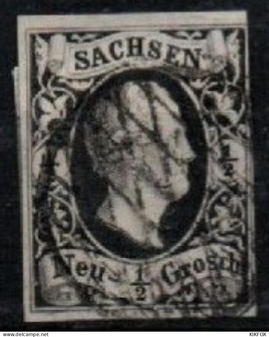 ALTDEUTSCHLAND ,SACHSEN, 1851, MI 3, 1/2 NGR, KÖNIG FRIEDRICH AUGUST II, GESTEMPELT,OBLITERE - Saxe