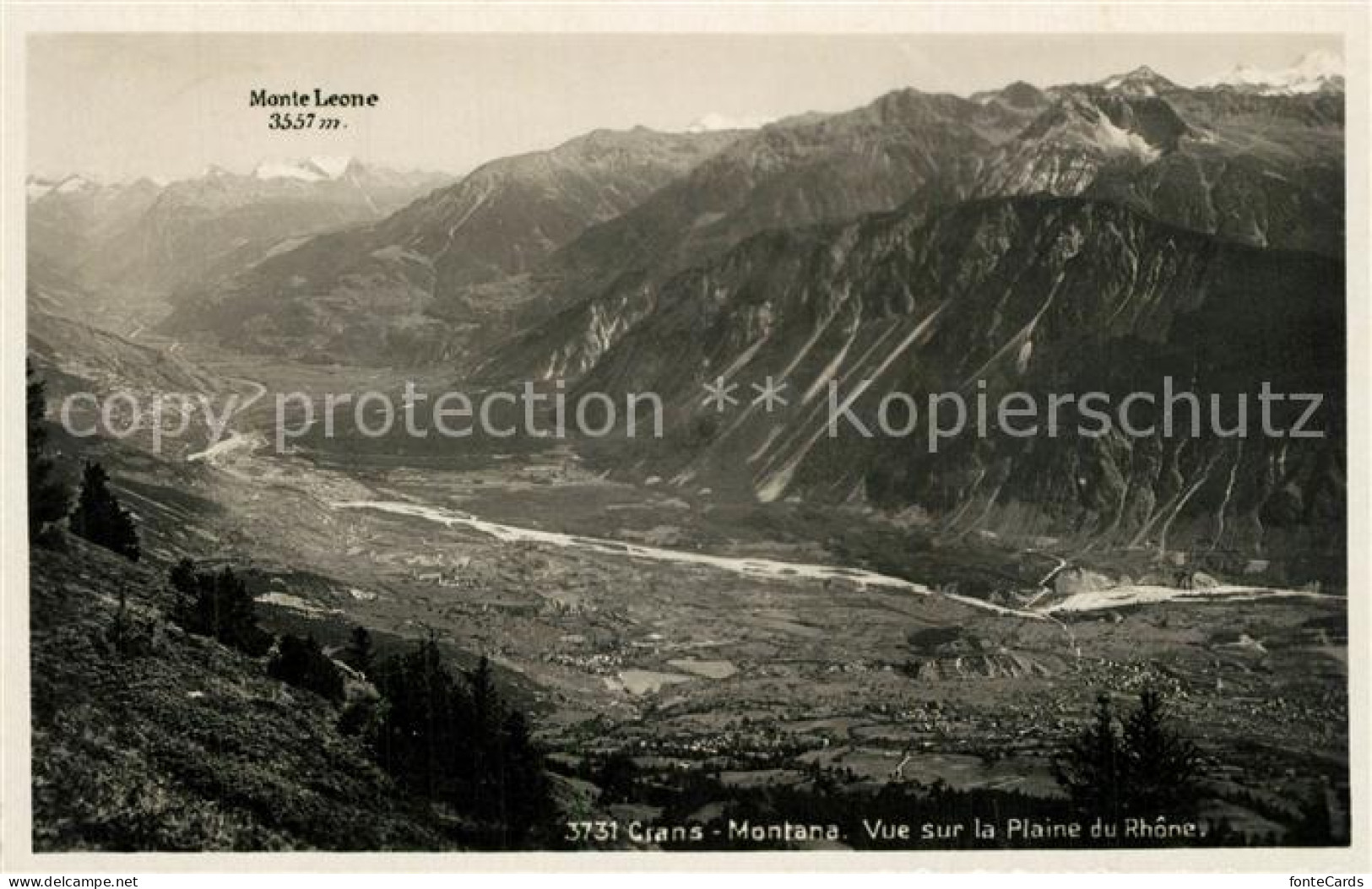 13301942 Crans-Montana Vue Sur La Plaine Du Rhone Monte Leone Alpes Crans-Montan - Autres & Non Classés