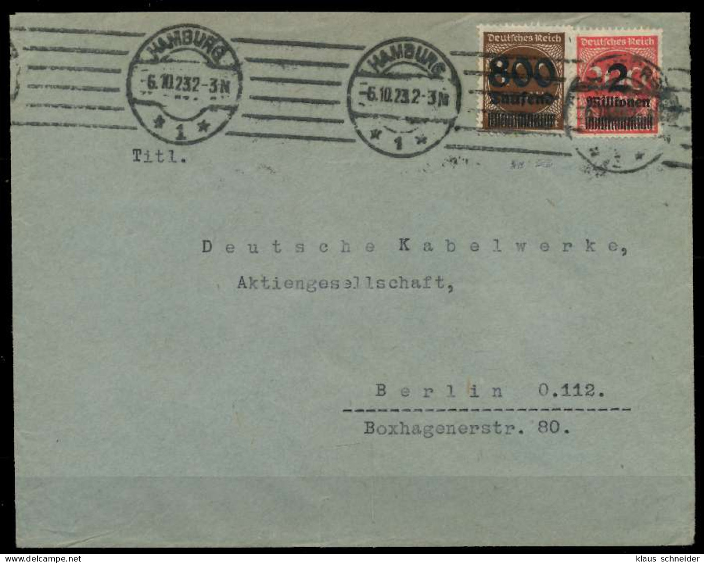 DEUTSCHES REICH 1923 INFLA Nr 305A Und 309A BRIEF X29861E - Lettres & Documents