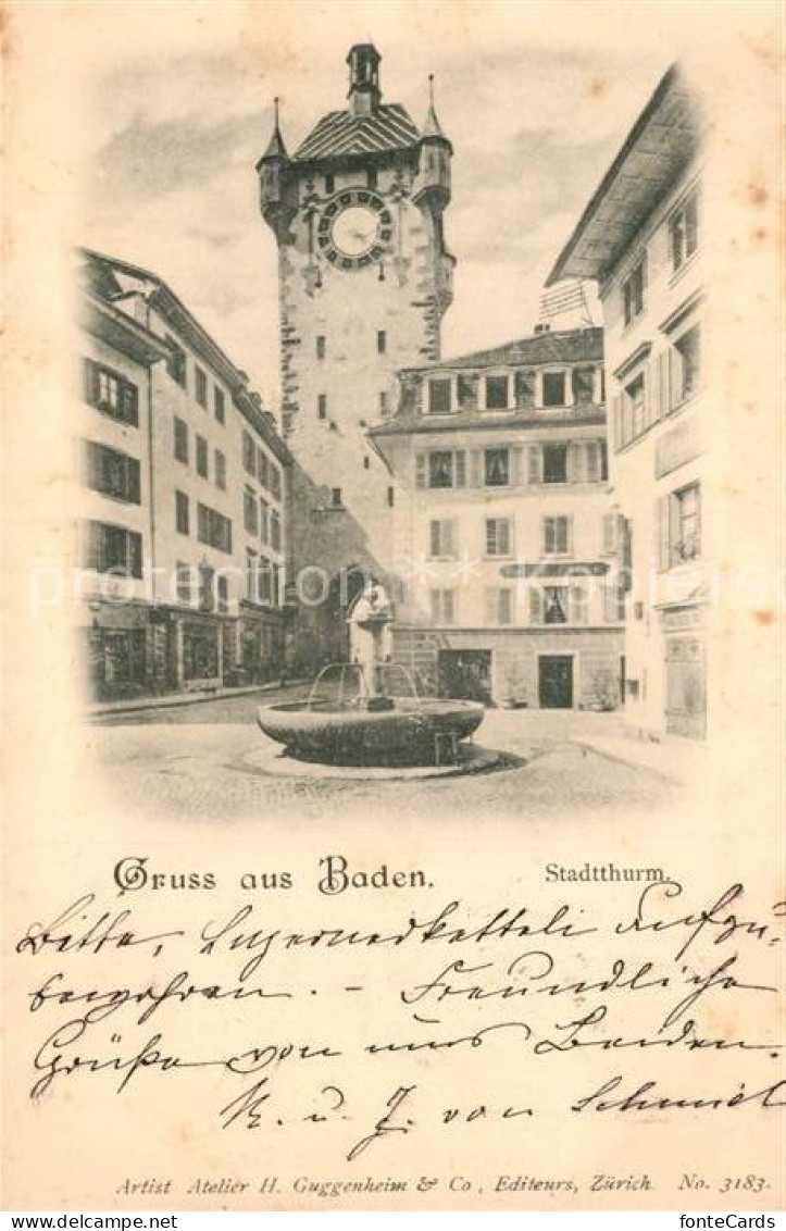 13301908 Baden AG Stadtturm Brunnen Baden AG - Otros & Sin Clasificación
