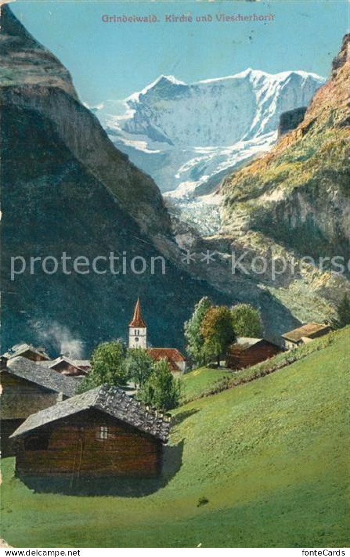 13301852 Grindelwald Bergdorf Mit Kirche Viescherhorn Berner Alpen Grindelwald - Altri & Non Classificati