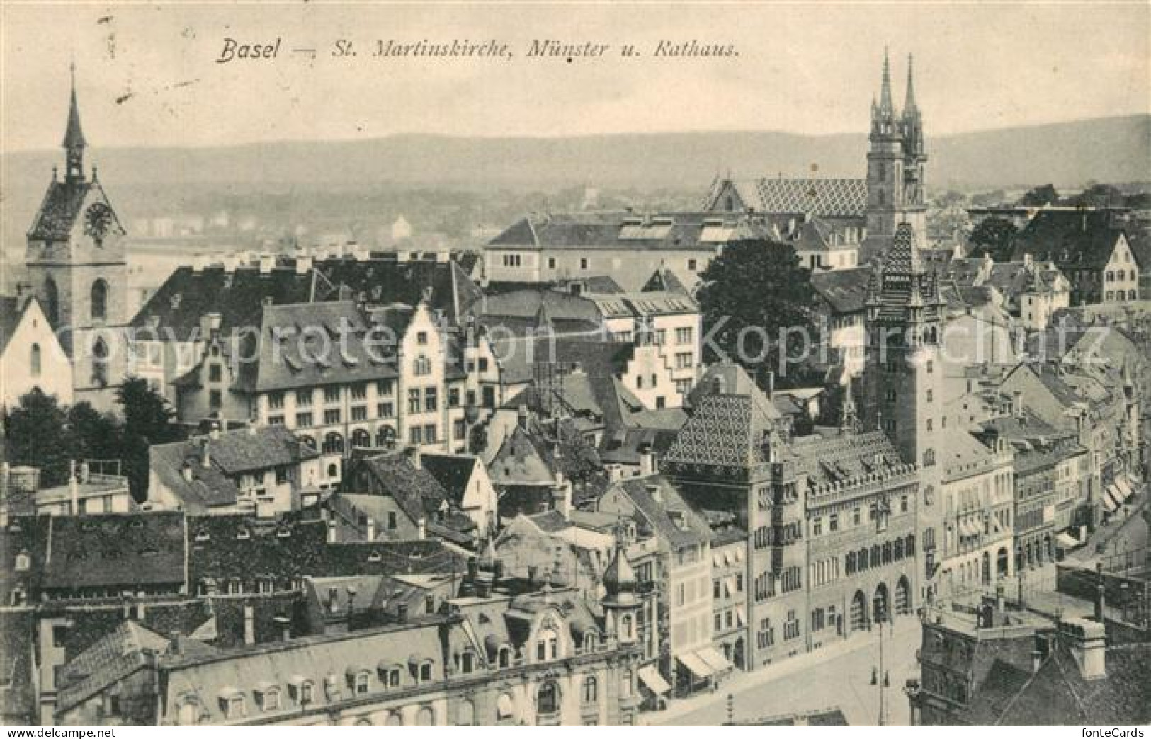 13301844 Basel BS Stadtpanorama Mit St Martinskirche Muenster Und Rathaus Basel  - Altri & Non Classificati