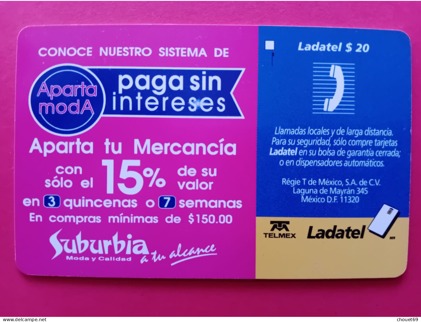 Mexico Ladatel   Suburbia 20$  Without Chip (BA20623 - México