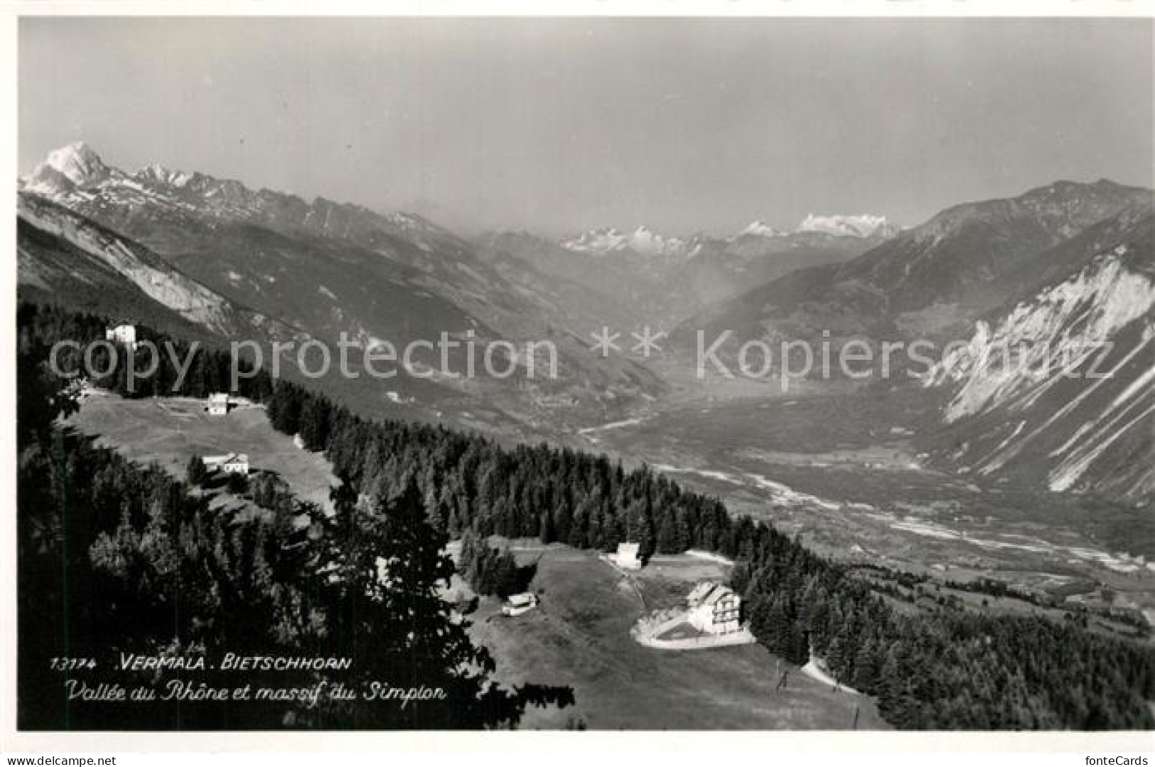 13301583 Vermala Montana Panorama Vallee Du Rhone Et Massif Du Simplon Bietschho - Sonstige & Ohne Zuordnung