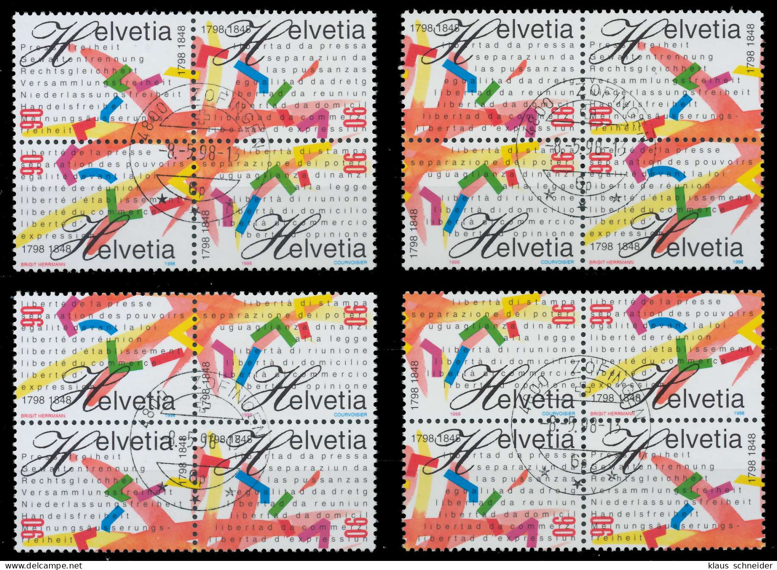 SCHWEIZ 1998 Nr 1633VB-1636VB Gestempelt X72378E - Usados