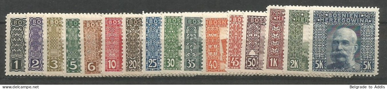 Bosnia Bosnien K.u.K. Austria Hungary Mi.29/44A Complete Set MNH / ** 1906 CV 250,00€ - Bosnia Herzegovina