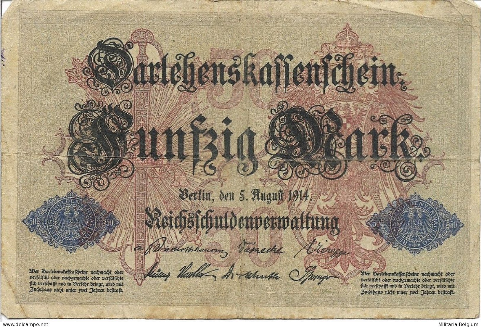 Duitsland - Darlehenskassenschein - Fünfzig Mark - 1914 - Andere & Zonder Classificatie