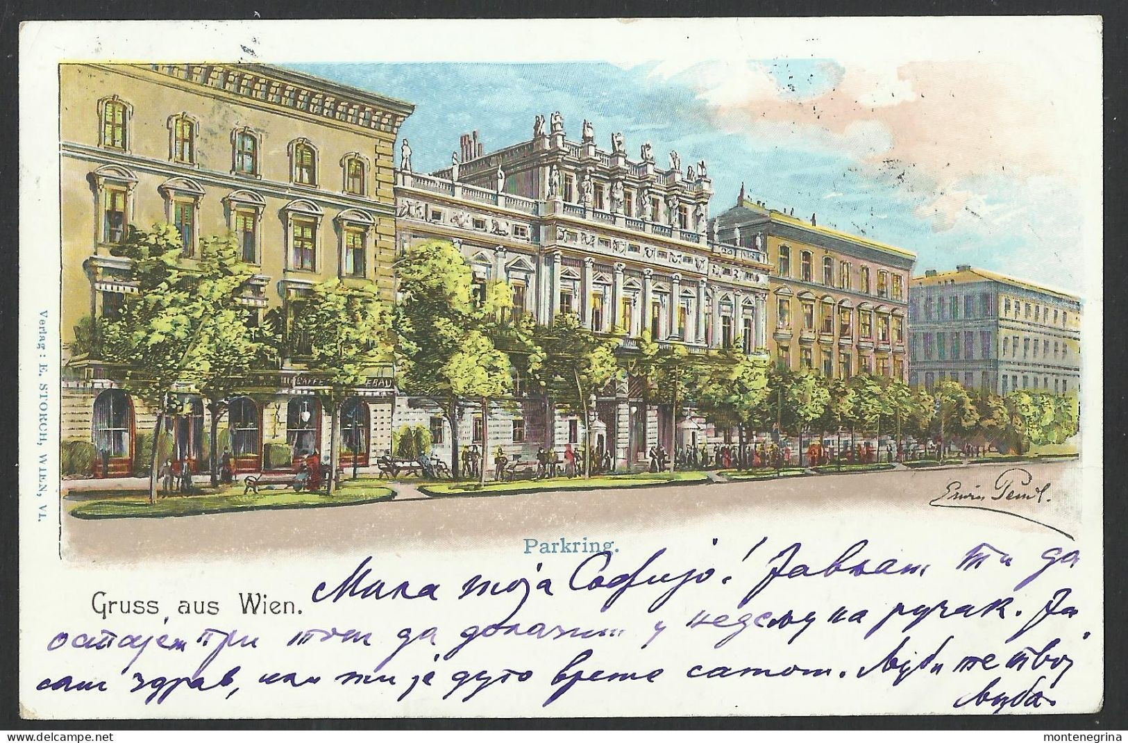 WIEN I - Parkring - Artist Erwin Pendl - Ed. E.Storch - 1900 Old Postcard (see Sales Conditions)10195 - Ringstrasse