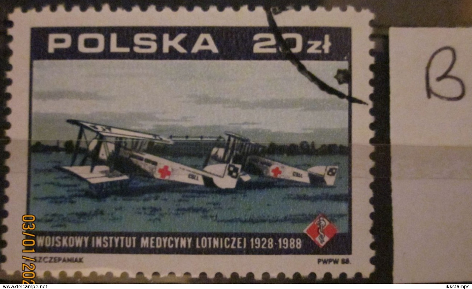 POLAND ~ 1988 ~ S.G. NUMBERS S.G. 3177. ~ 'LOT B' ~ AIRCRAFT ~ VFU #03544 - Used Stamps