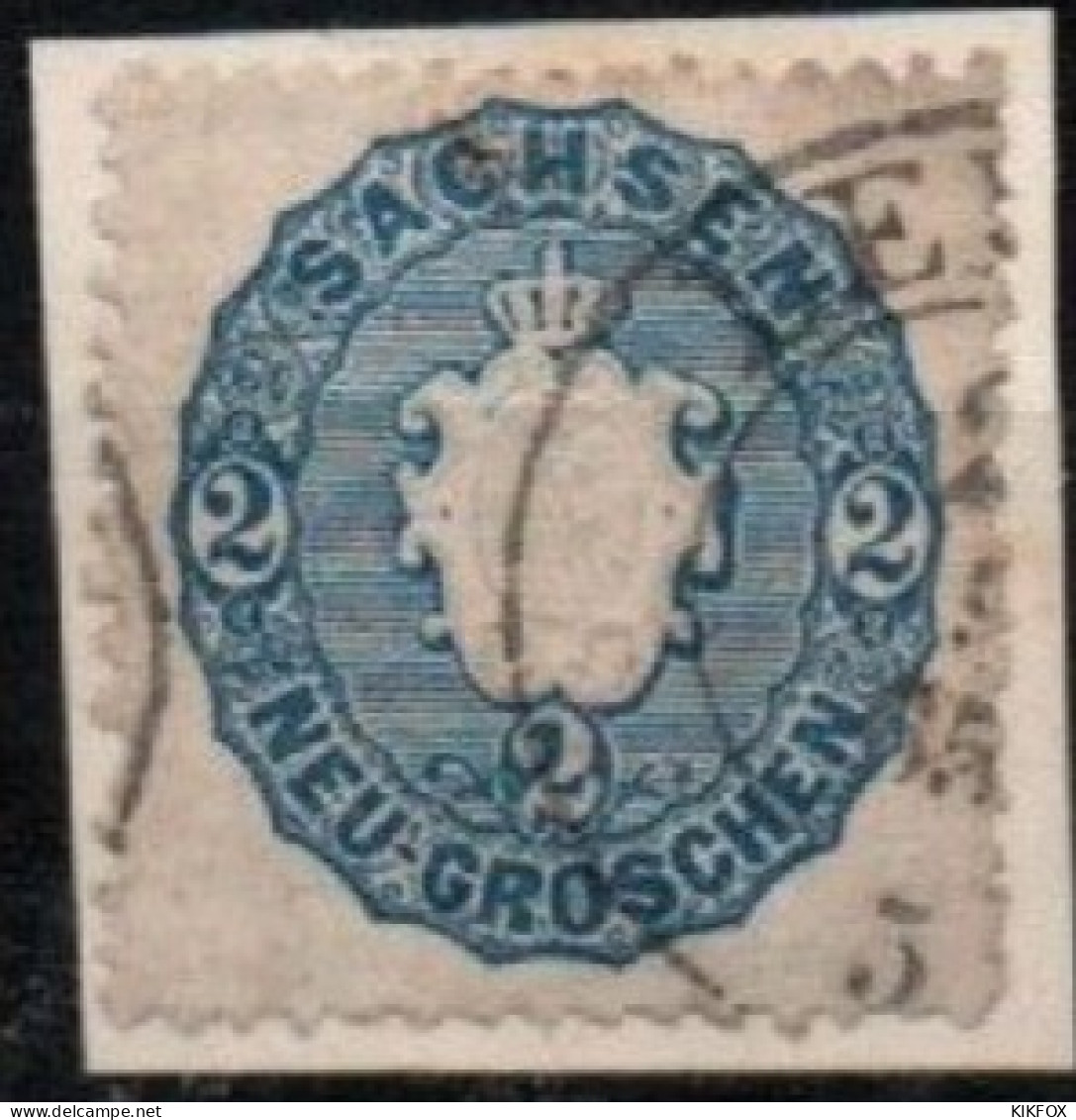 ALTDEUTSCHLAND ,SACHSEN, 1863, MI 17 ,YV ,  2 NEUGROSCHEN,  STAATSWAPPEN, GESTEMPELT, OBLITERE - Sachsen