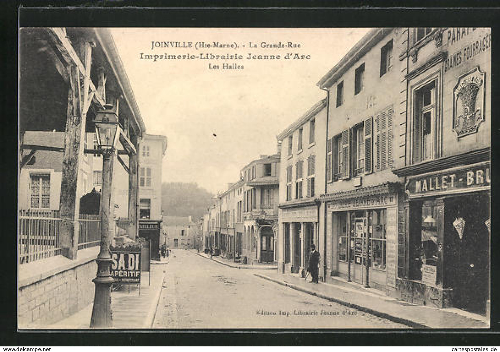CPA Joinville, La Grande-Rue, Imprimerie-Librairie Jeanne D`Arc, Les Halles  - Joinville