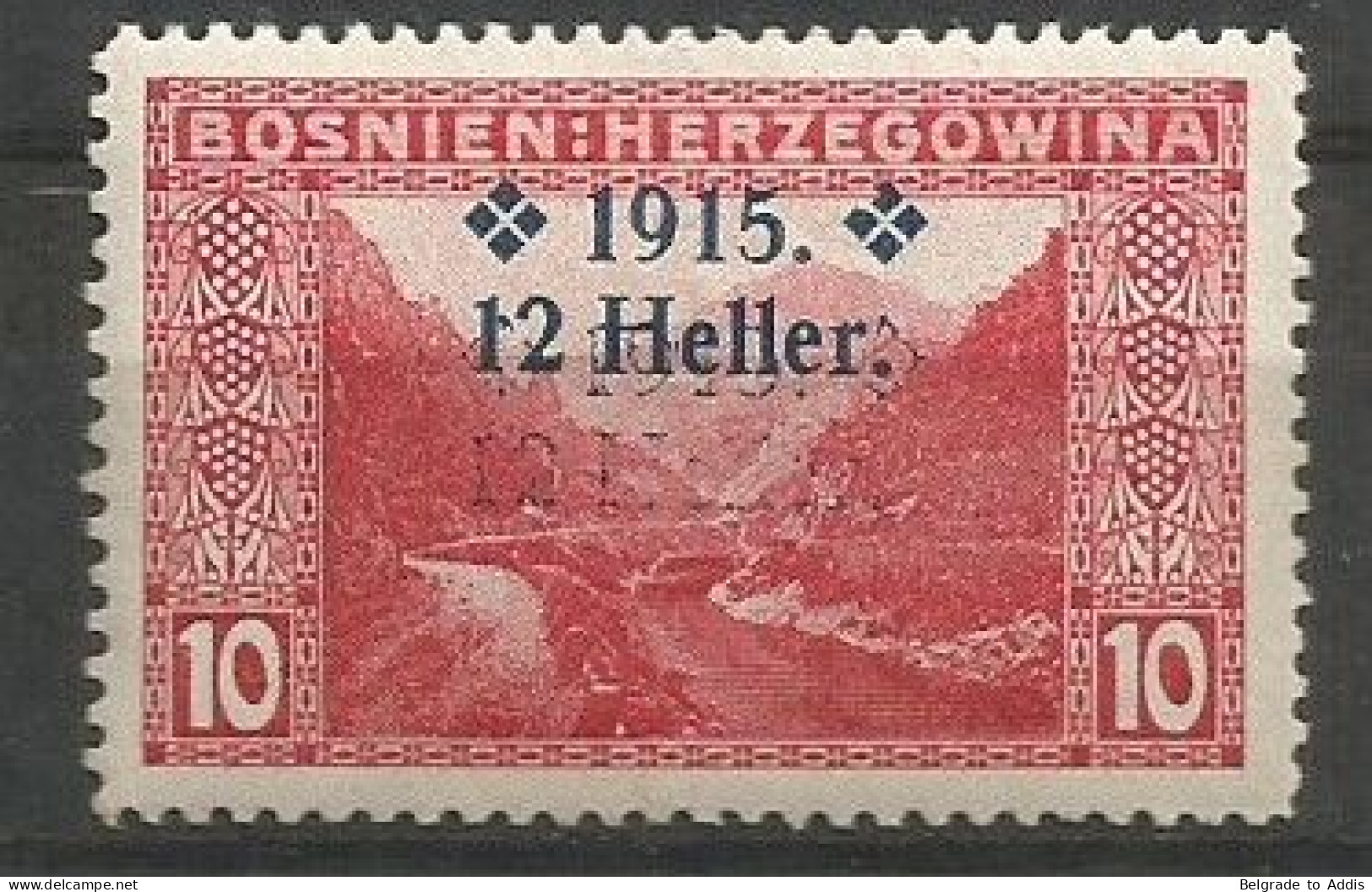 Bosnia K.u.K. Austria Hungary Mi.92DD Error DOUBLE Overprint MH / * 1915 - Bosnia Erzegovina