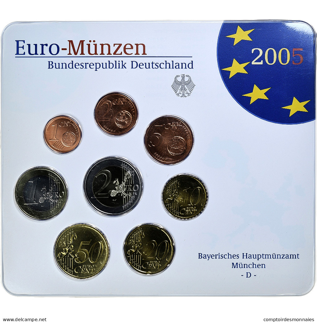 République Fédérale Allemande, Set 1 Ct. - 2 Euro, FDC, Coin Card, 2005 - Germania