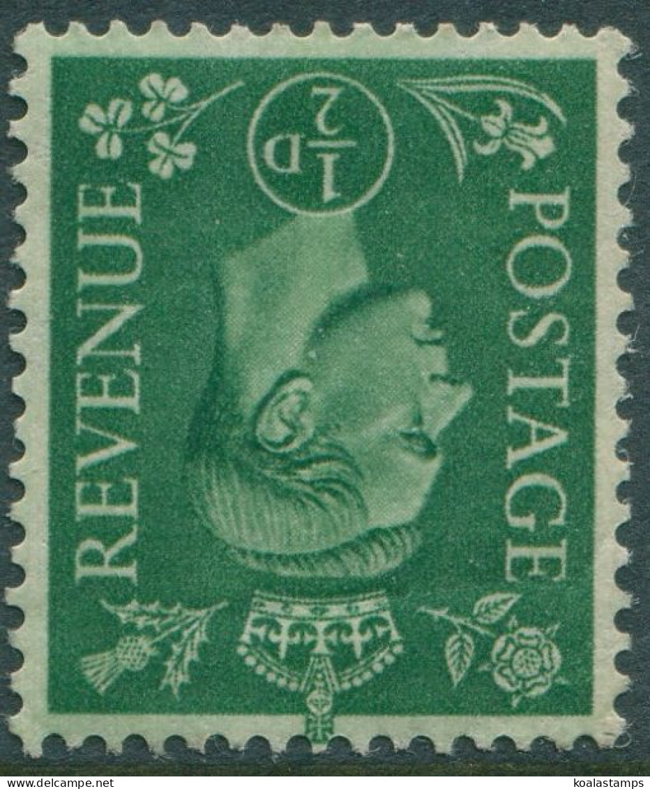 Great Britain 1937 SG462Wi ½d Green KGVI Wmk Inverted MLH - Ohne Zuordnung