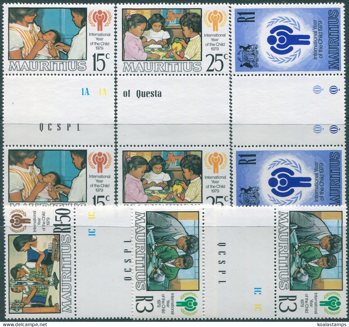 Mauritius 1979 SG581-585 IYC Gutter Pairs Set MNH - Mauricio (1968-...)