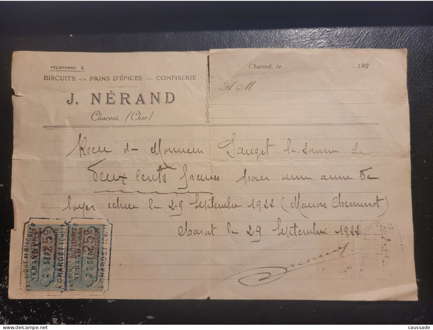 18 - CHAROST - J. NERAND - Biscuits, Pains D'épices, Confiserie En 1922 - Andere & Zonder Classificatie