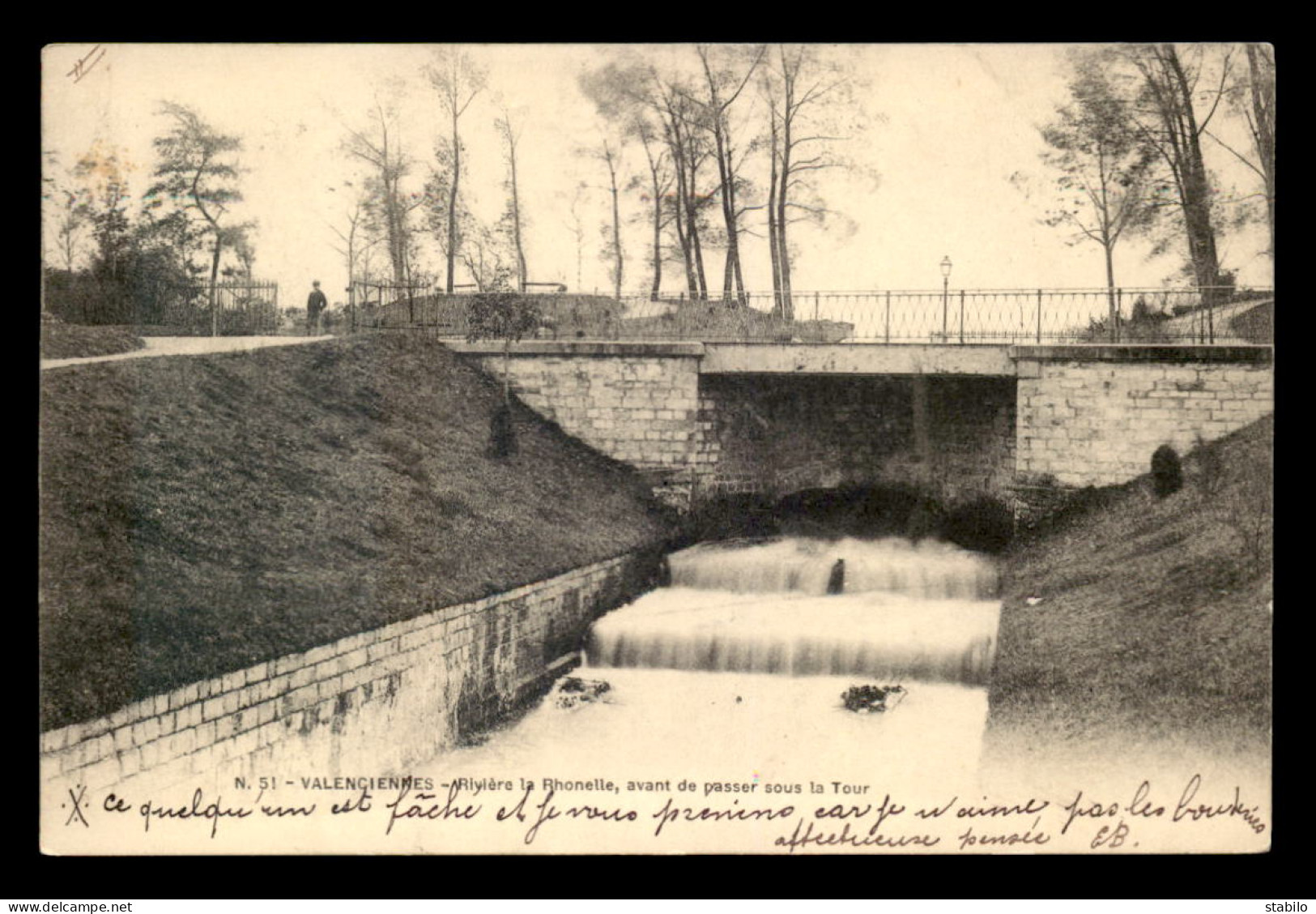 59 - VALENCIENNES - RIVIERE LA RHONELLE AVANT DE PASSER SOUS LA TOUR - Valenciennes