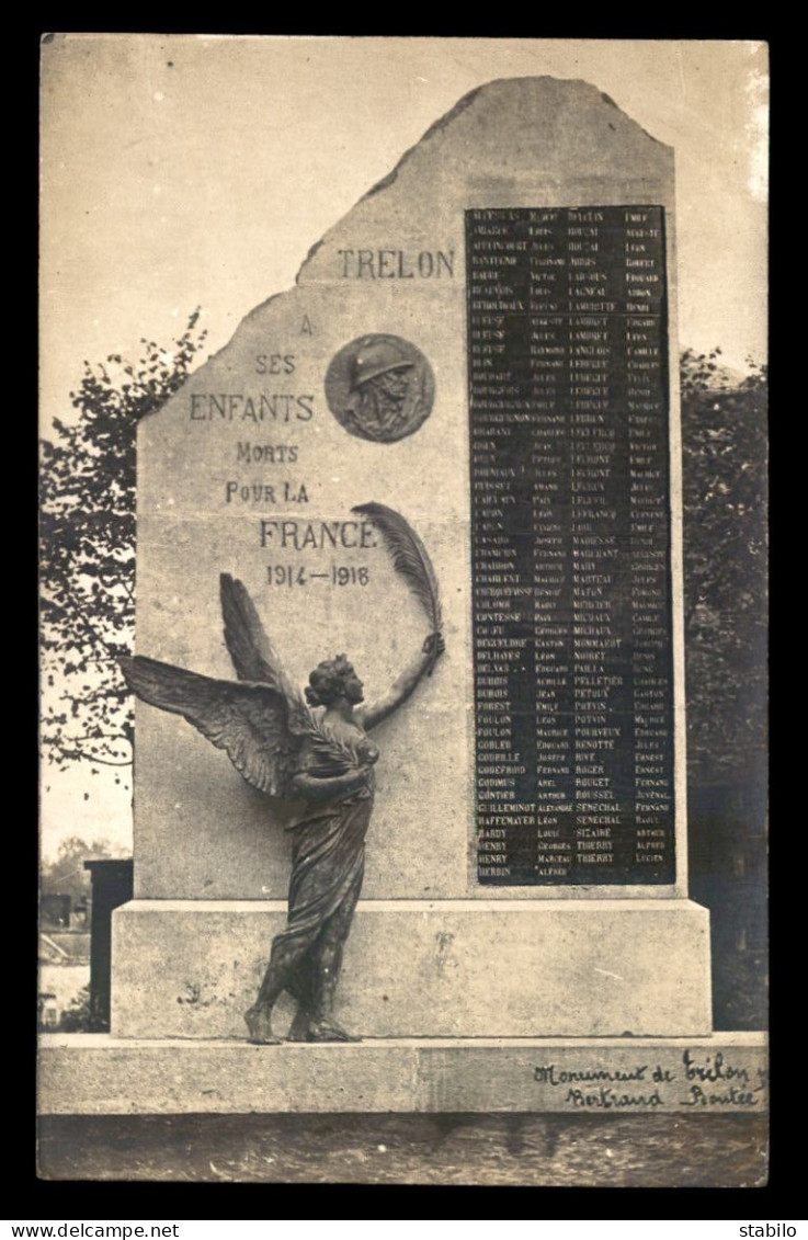 59 - TRELON - LE MONUMENT AUX MORTS - CARTE PHOTO ORIGINALE - Sonstige & Ohne Zuordnung