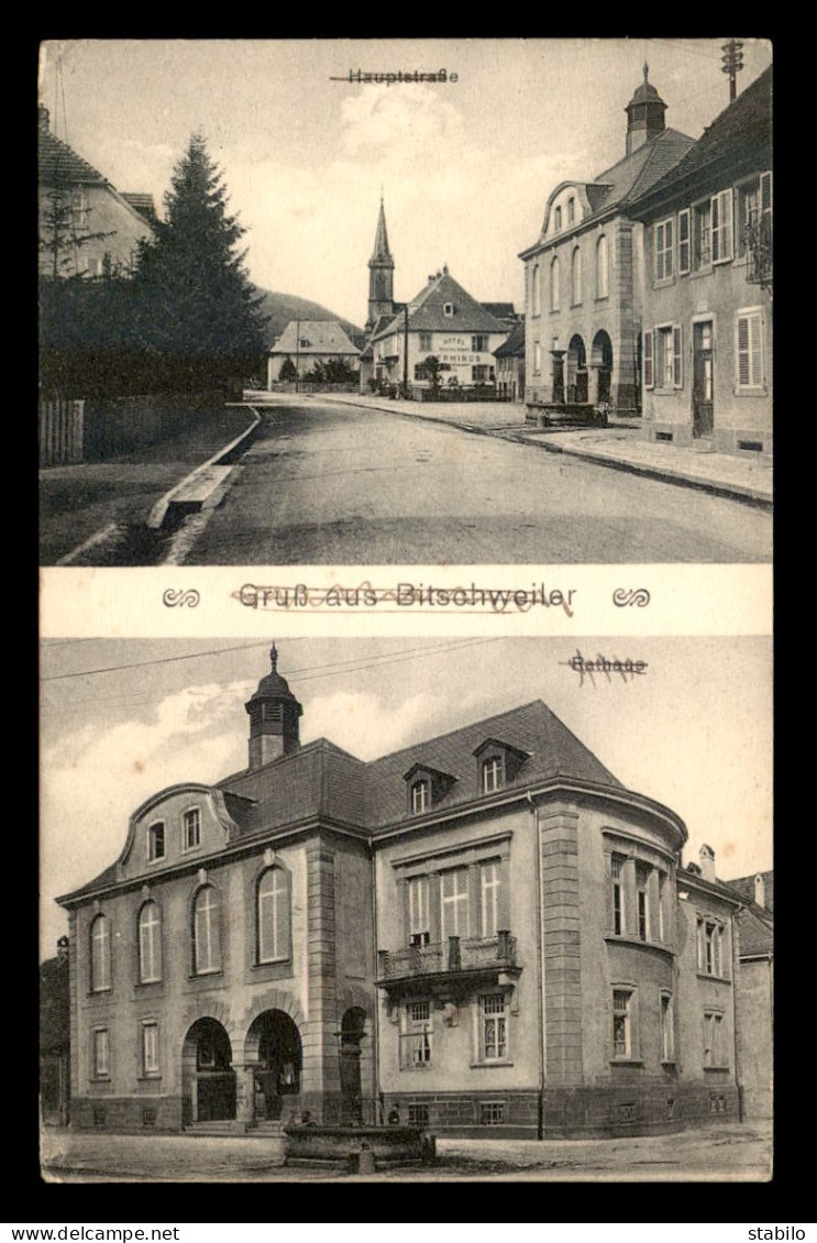 68 - BITSCHWILLER-LES-THANN - RUE PRINCIPALE ET MAIRIE - CARTE 2 VUES - Sonstige & Ohne Zuordnung