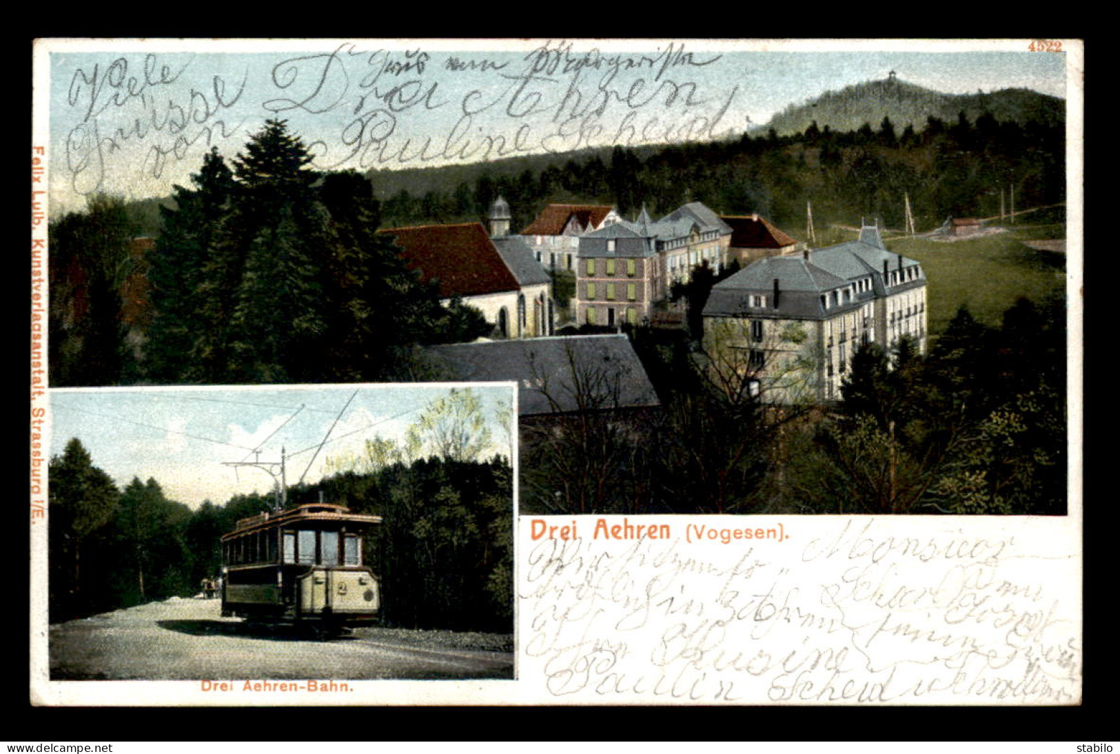 68 - TROIS-EPIS - VUE GENERALE ET TRAMWAY - CARTE 2 VUES - Trois-Epis