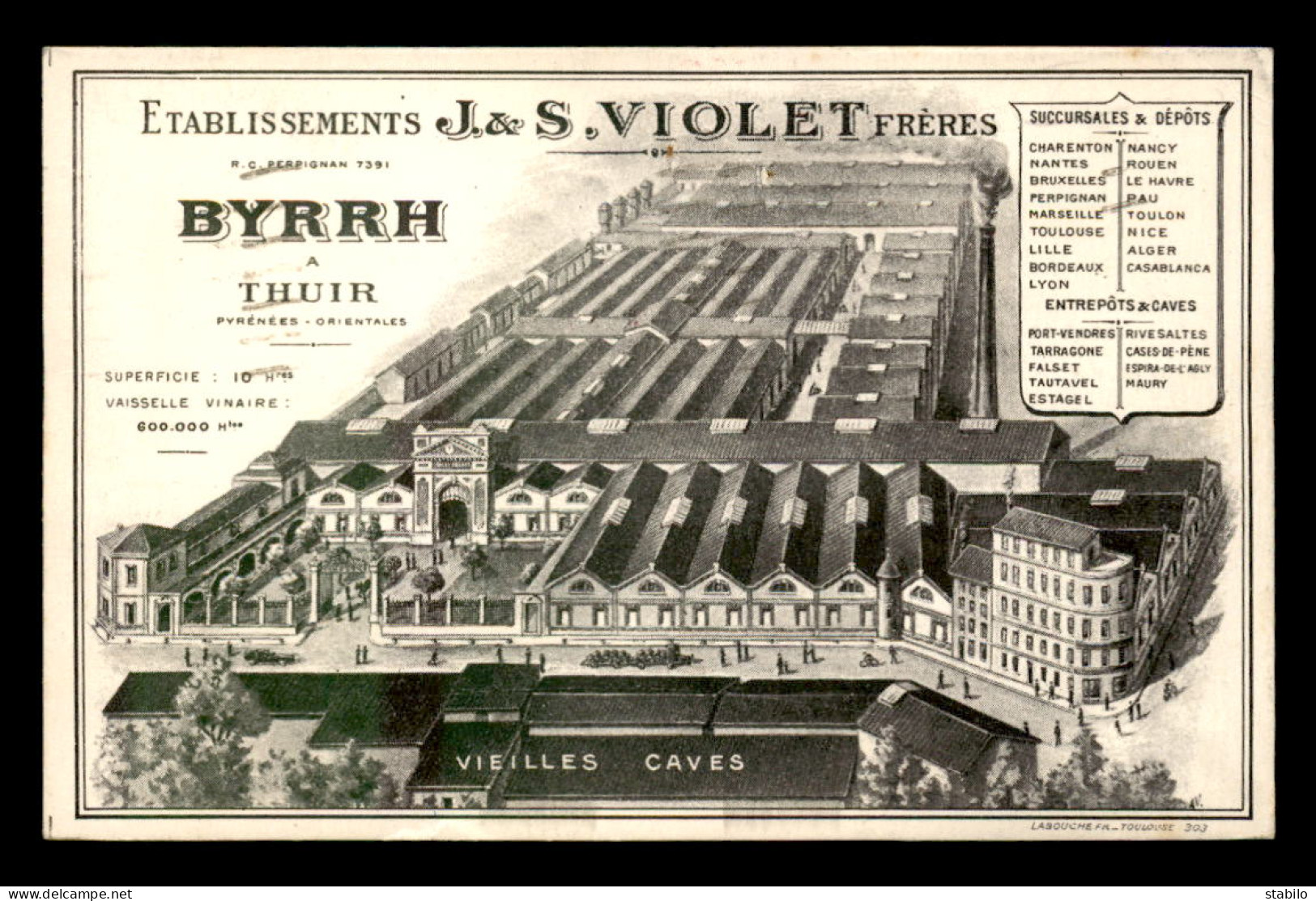 66 - THUIR - ETS BYRRH - J ET S VIOLET FRERES - CARTE DE SERVICE - PUBLICITE - Sonstige & Ohne Zuordnung