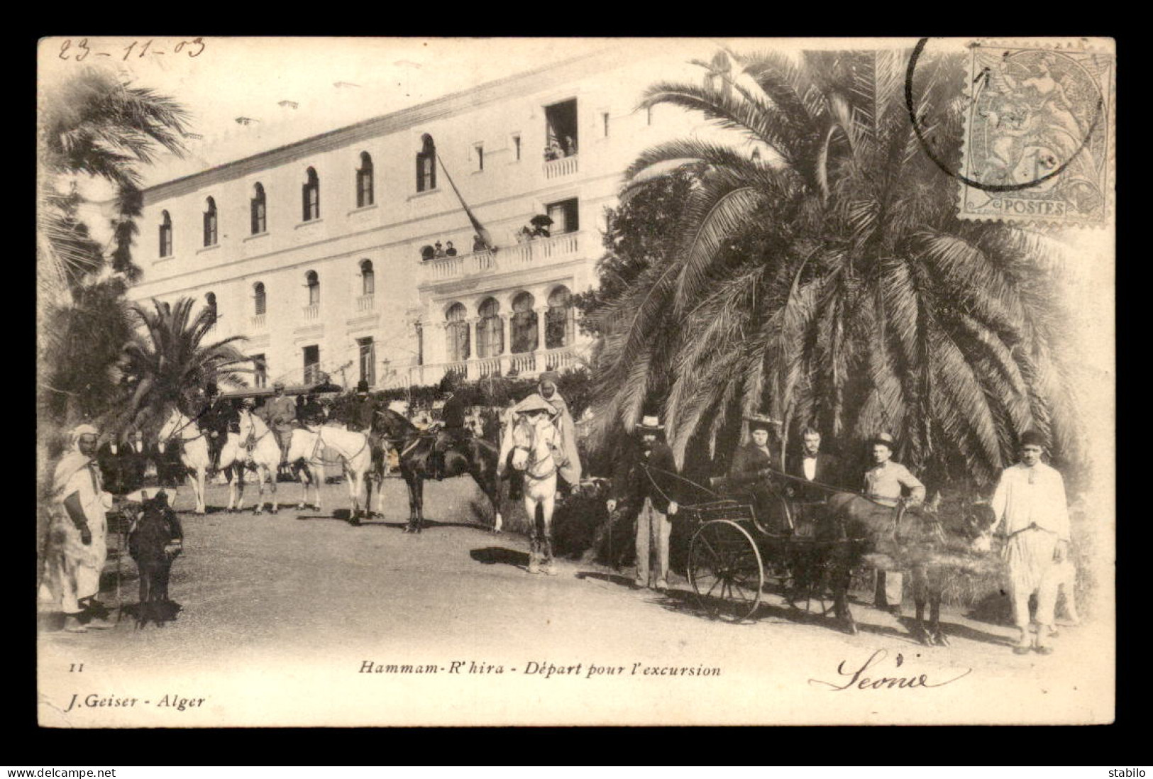 ALGERIE - HAMMAM-R'HIRA - DEPART POUR L'EXCURSION - EDITEUR GEISER  - Autres & Non Classés