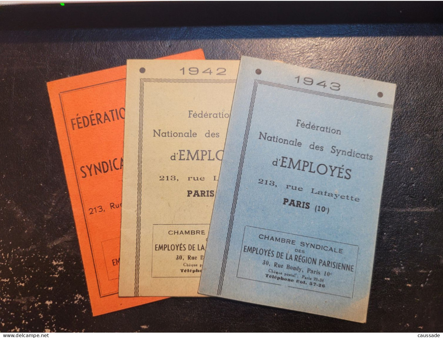 Lot De 4 - Fédération Nationale Des Syndicats D'EMPLOYES, 213 Rue Lafayette 1941 - 1942 - 1943 - 1944 - Tessere Associative