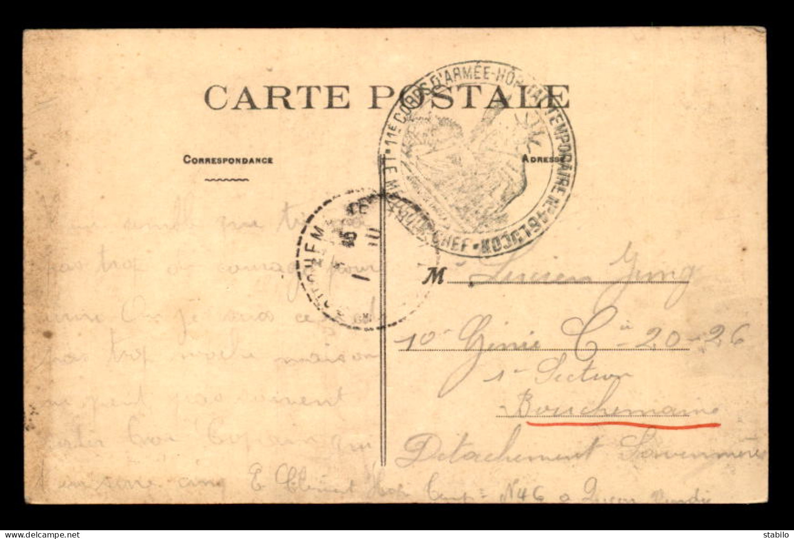 CACHET HOPITAL TEMPORAIRE N°46 - LE MEDECIN CHEF - LUCON (VENDEE) - Guerre De 1914-18