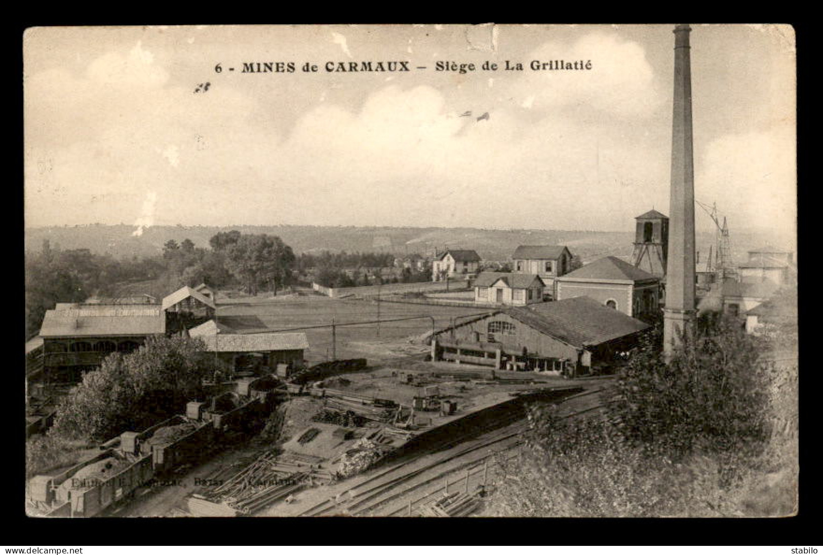 CARMAUX (TARN) - CACHET BLESSES MILITAIRES HOPITAL N°36 BIS - SUR CARTE LES MINES - SIEGE DE LA GRILLATIE - Oorlog 1914-18