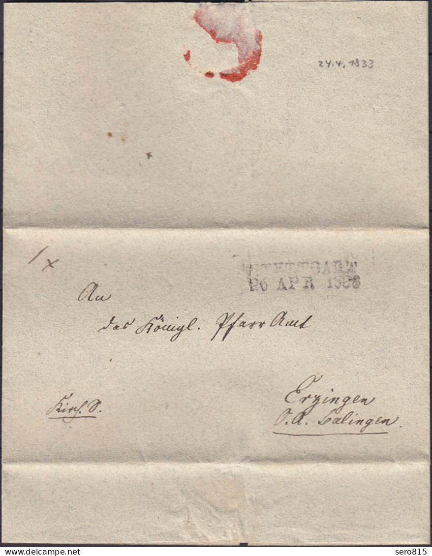 1833 Vorphila STUTTGART Gailburg Aufgebot Nach Erzingen/Balingen Inhalt   (4044 - Prephilately