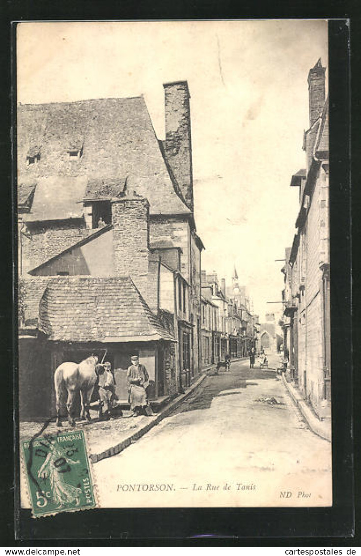 CPA Pontorson, La Rue De Tanis, Vue De La Rue Im Ort  - Pontorson