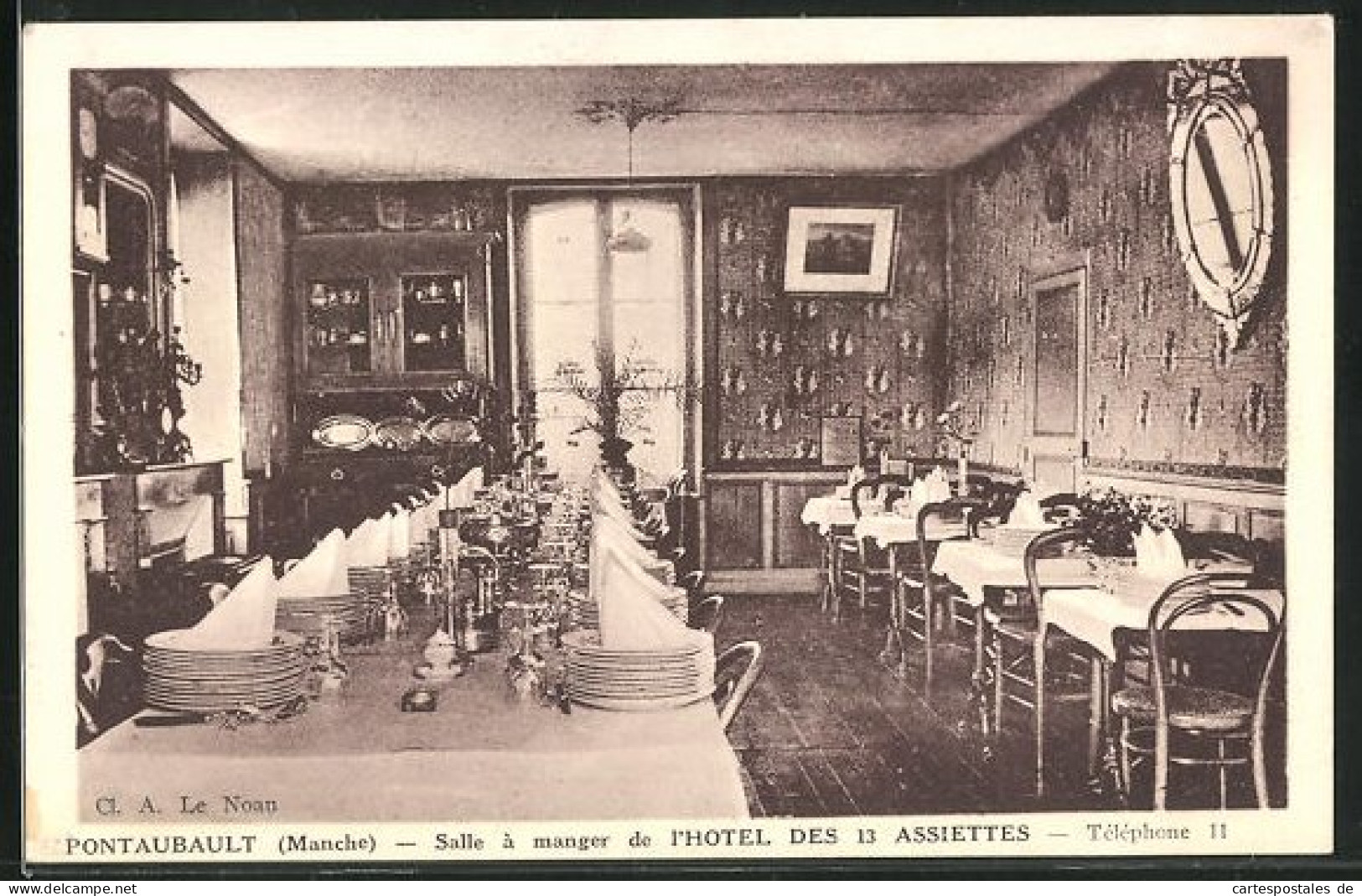 CPA Pontaubault, Hotel Des 13 Assiettes, Salle à Manger  - Otros & Sin Clasificación