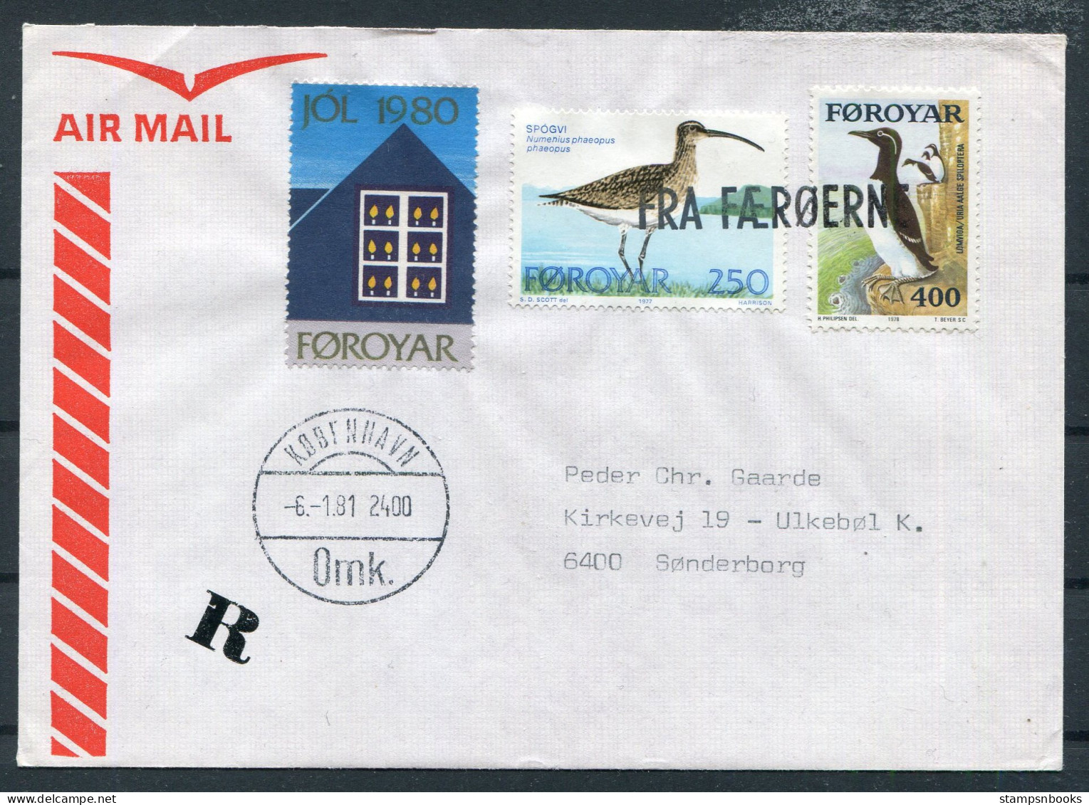 1981 Faroe Islands FRA FAEROERNE Paquebot Copenhagen Cover. Birds, Christmas Charity Seal - Féroé (Iles)