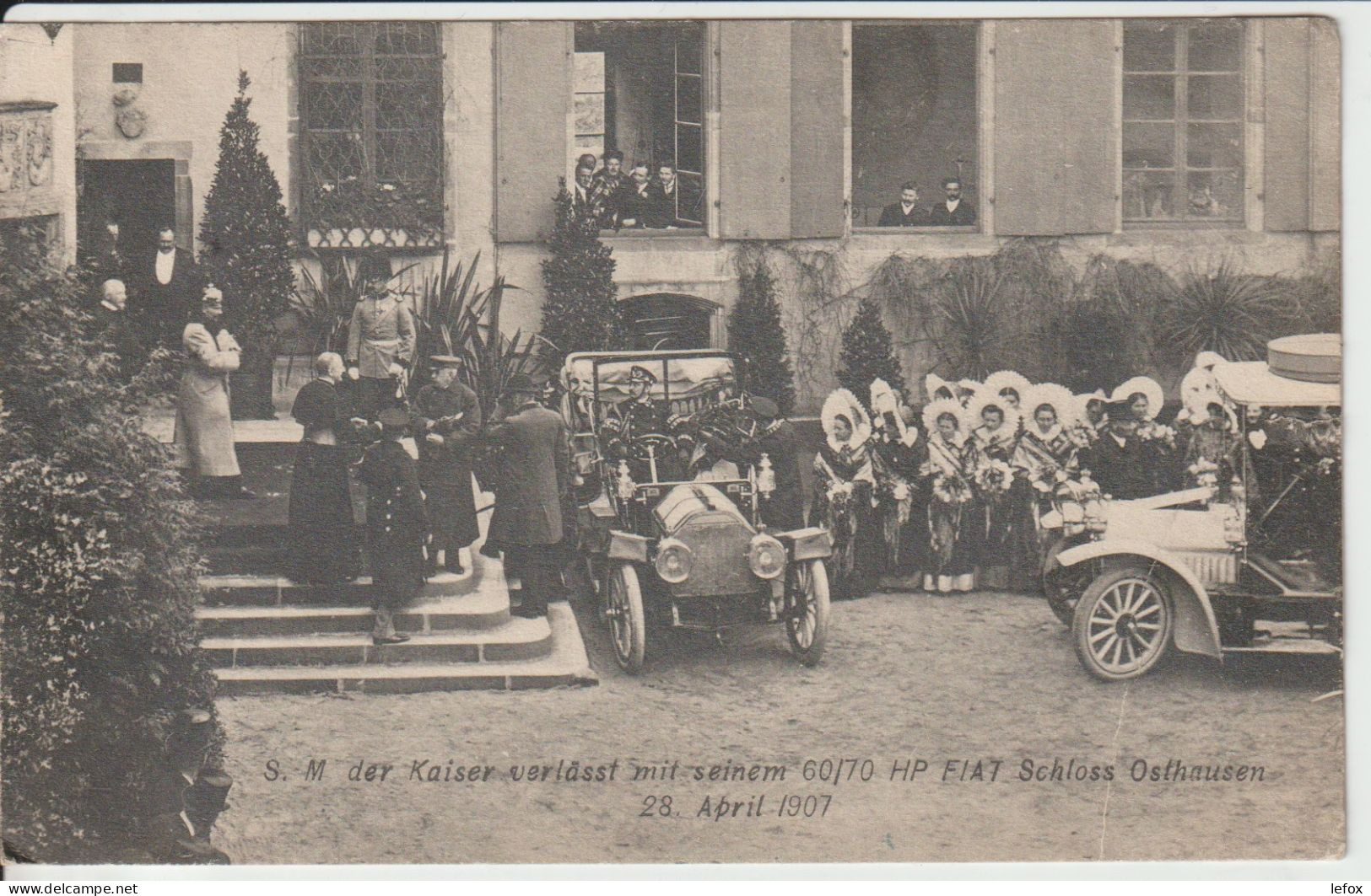 CARTE DE STRASBOURG  1907 TIMBRE GERMANIA PREFORE E E C M  DEUX SCANS BELLE CARTES PUBLICITE FIAT - Andere & Zonder Classificatie