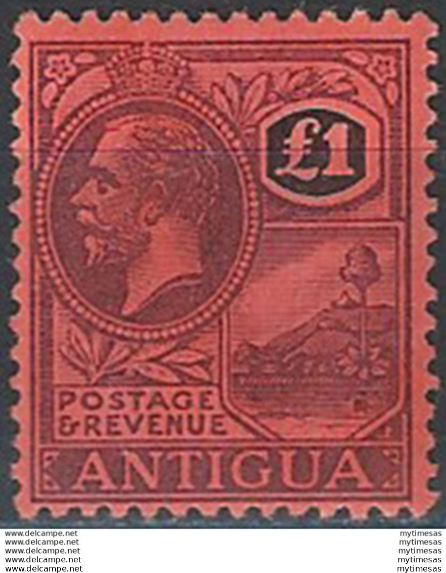 1922 Antigua Giorgio V 1£ Purple And Black-red MNH SG N. 61 - Autres & Non Classés