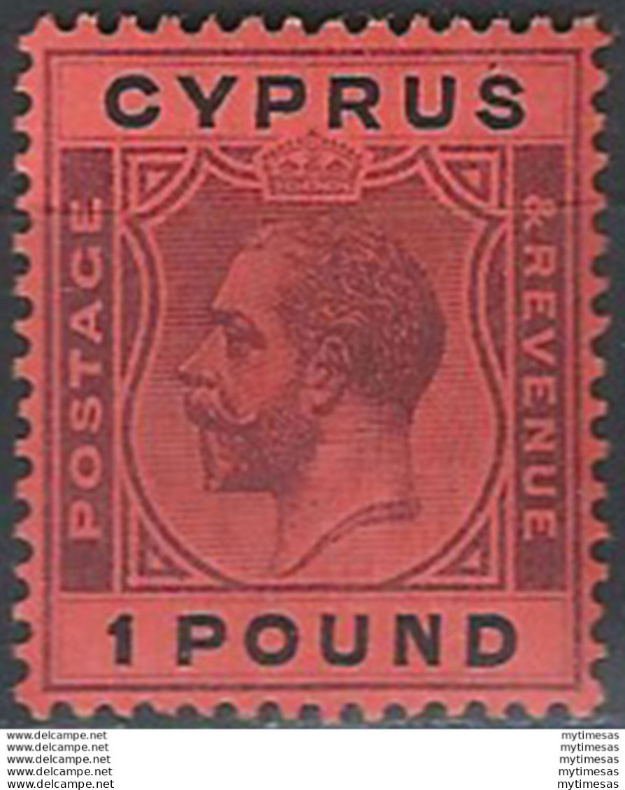 1924-28 Cipro Giorgio V 1£ Purple And Black-red MLH SG N. 102 - Sonstige & Ohne Zuordnung