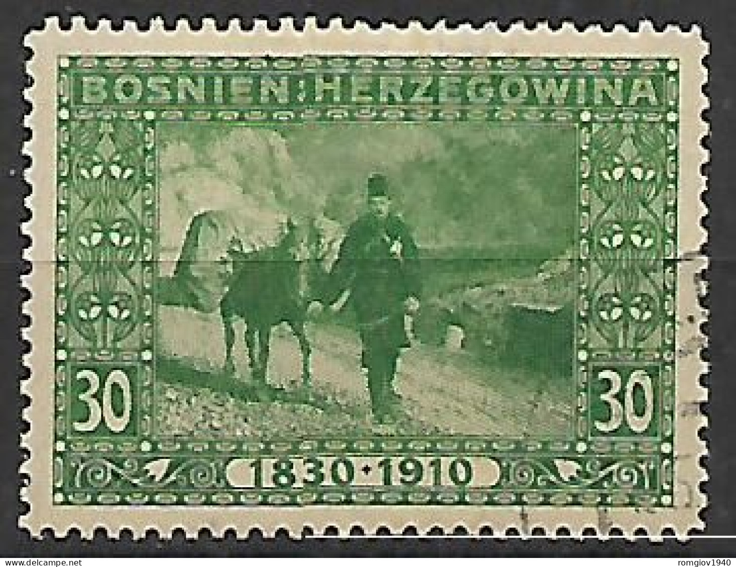 BOSNIA EZERGOVINA  1910  80° GENETLIACO DELL'IMPERATORE D'AUSTRIA UNIF. 53  USATO VF - Bosnie-Herzegovine