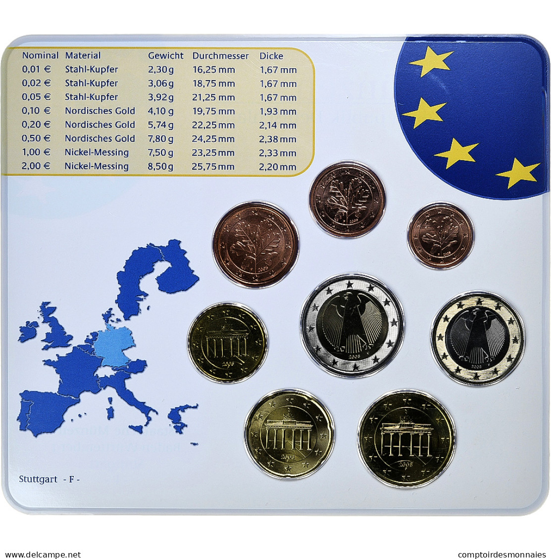 République Fédérale Allemande, Set 1 Ct. - 2 Euro, FDC, Coin Card, 2005 - Germany