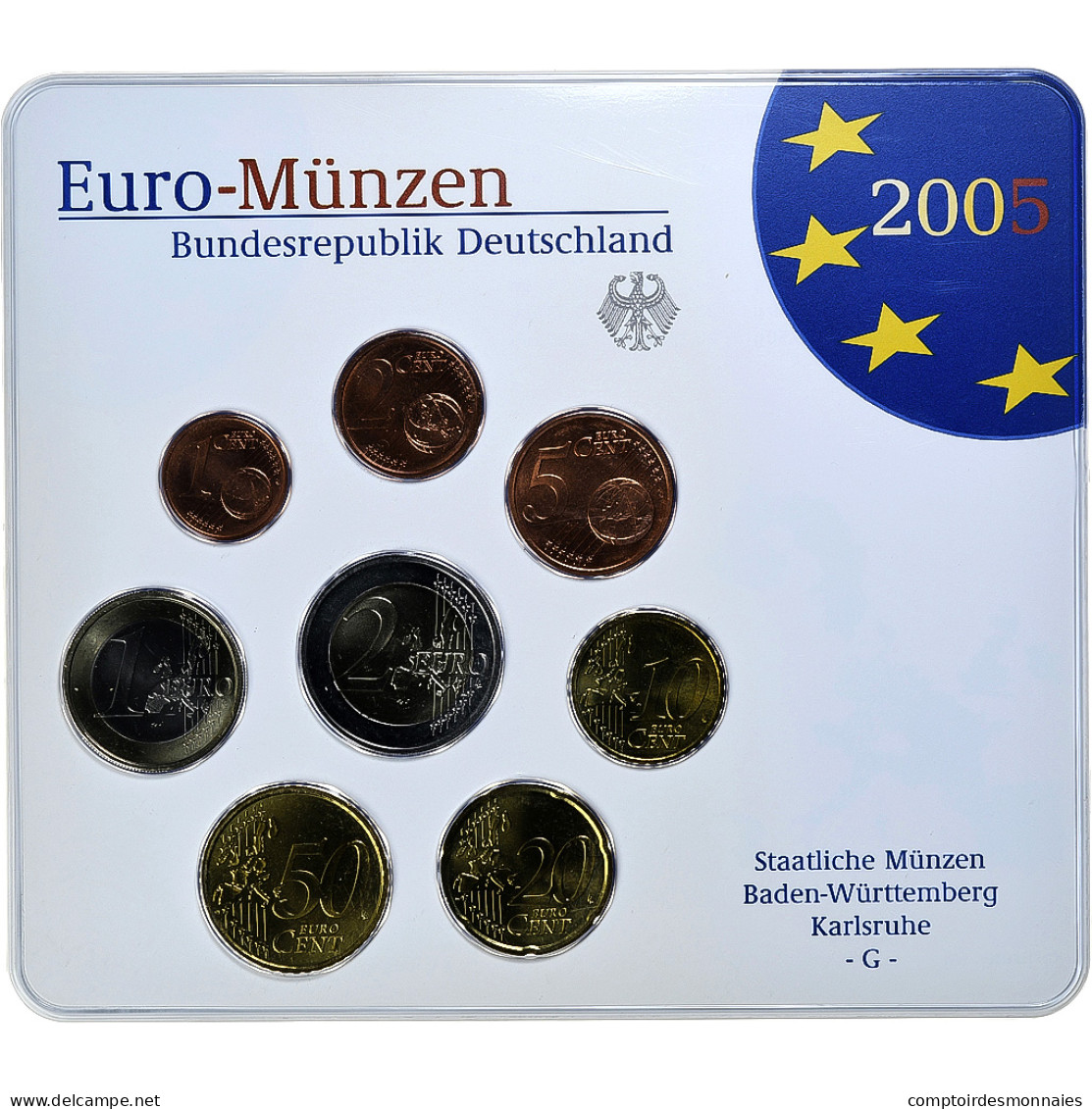 République Fédérale Allemande, Set 1 Ct. - 2 Euro, FDC, Coin Card, 2005 - Deutschland